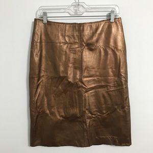 Bebe Bronze/Gold Leather Pencil Skirt